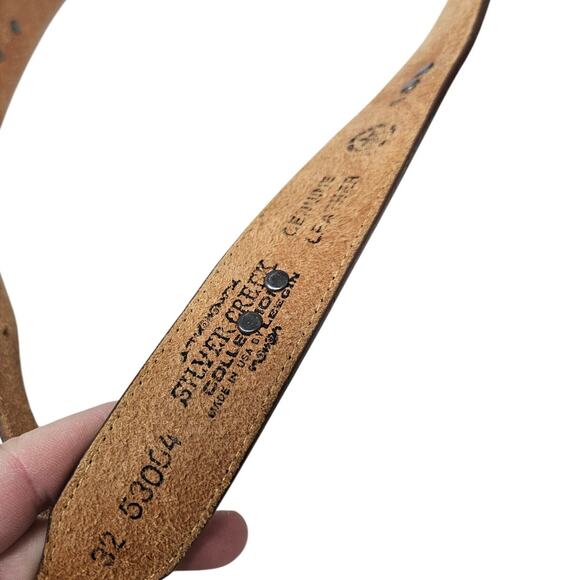 Vintage 90s Silver Creek Collection 32 Brown Leather Western Belt Concho Figures - Picture 4 of 4